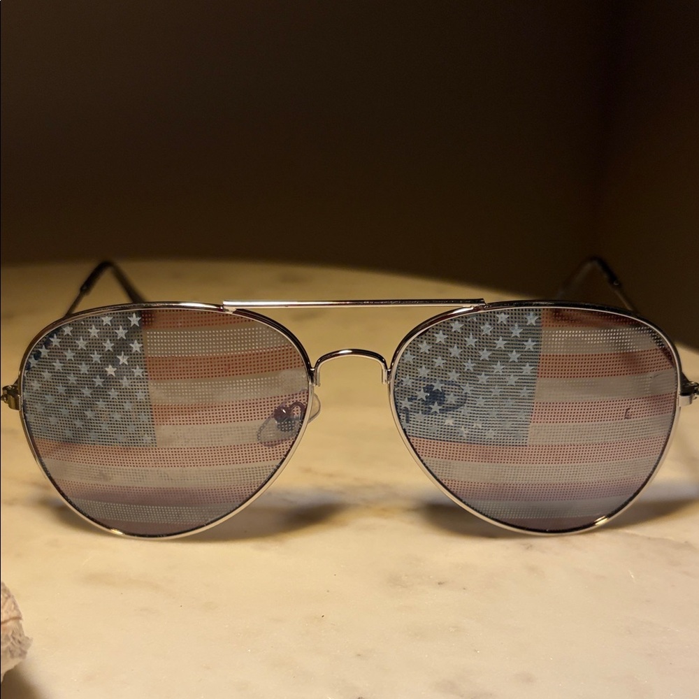 Aviator Sunglasses with American Flag Lenses